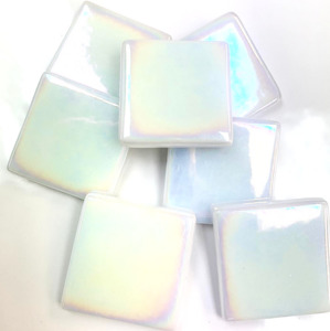 Iridised Glass Tile - White 25x25 FUNKY GLASS ART