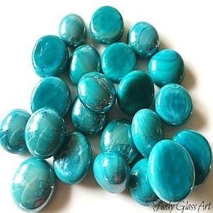 Products: Mini Glass Gems - Teal FUNKY GLASS ART