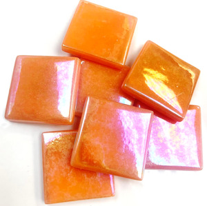 Iridised Glass Tile - Orange 25x25 FUNKY GLASS ART