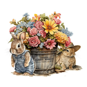 Products: Flower Market Bunnies Transfer FUNKY GLASS ART