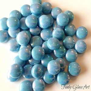 Glass Droplets 12mm - Iridescent Light Blue FUNKY GLASS ART