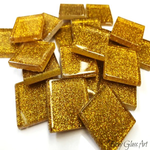 Glitter 23x23 Gold - CLEARANCE FUNKY GLASS ART