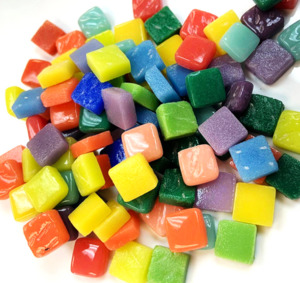 Products: Glass Squares 8x8mm - Bright Medley FUNKY GLASS ART
