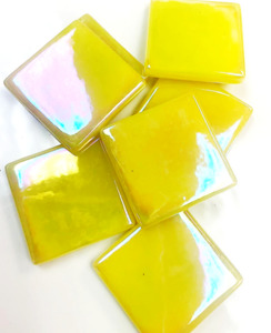 Iridised Glass Tile - Yellow 25x25 FUNKY GLASS ART