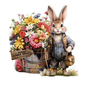 Products: Flower Market Bunny Transfer FUNKY GLASS ART