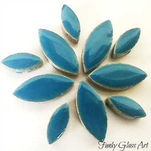 Products: Ceramic Petals - Thalo Blue FUNKY GLASS ART