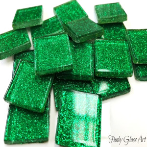Products: Glitter 23x23 Emerald - CLEARANCE FUNKY GLASS ART