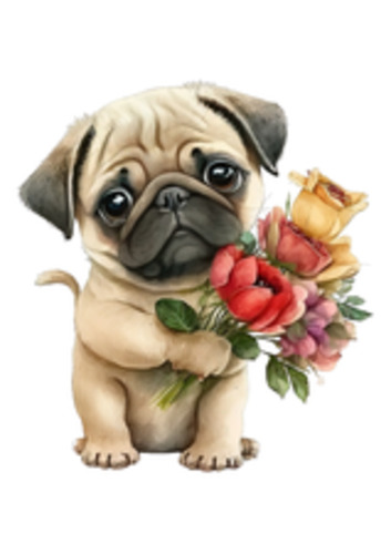 Products: Pug with Flowers FUNKY GLASS ART