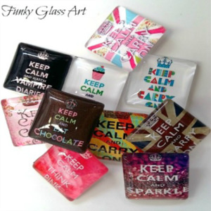 Products: Glass Cabochons - Keep Calm 20x20 FUNKY GLASS ART