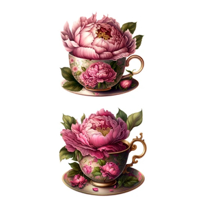 Products: Peony Tea Cups 2 FUNKY GLASS ART