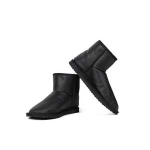 Raven Black Leather Sheepskin Boots