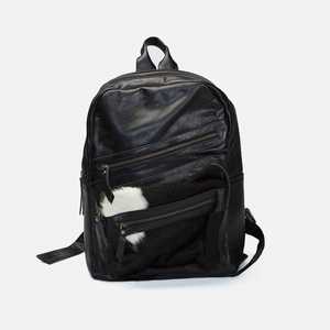 Backpacks: Black Cowhide Leather Backpack