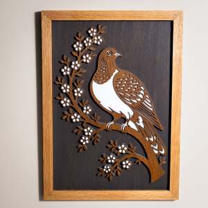 New Zealand Wood Pigeon / Kererū – A3 Signature Wall Art (Oak or Walnut)