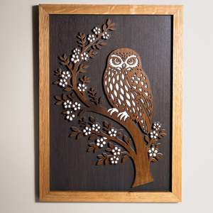 Wall Art: Morepork / Ruru – A3 Signature Wall Art (Oak or Walnut)