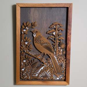 Wall Art: North Island Kōkako - 3-Layer Framed Wall Art