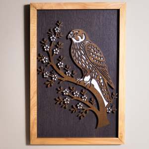 Wall Art: New Zealand Falcon / Kārearea - 3-Layer Framed Wall Art