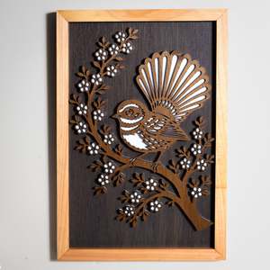 New Zealand Fantail / Pīwakawaka - 3-Layer Framed Wall Art