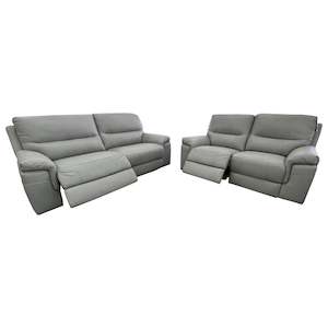 Unclassified: Morton 3ReRe+2ReRe Power Recliner Suite - Urban Sofa - Elephant Grey Leather