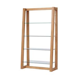 Timberdining: Modena Bookcase With Glass Shelves - Oak Frame - Natural Oil