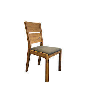 Timberdining: Imola Dining Chair - Solid Oak Oiled - Dark Grey Fabric