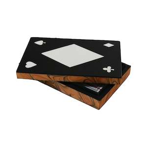 For Him: Resin Double Card Box - Black with White