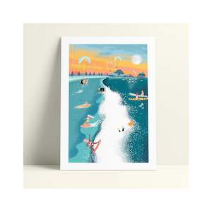 Pastels: A3 Print - Sunset Surf Pastels