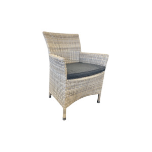 Outdoor Test: Cayman Outdoor Dining Chair - Kubu Rehau German Wicker - Sunbrella Natte Sooty Fabric