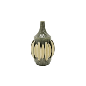 Ceramic Glass Vases: Melia 3D Ceramic Vase - Small - Dark Olive with Natural Accents