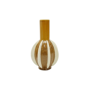 Ceramic Glass Vases: Pia Ceramic Vase - 21x33cm - Mustard/Natural