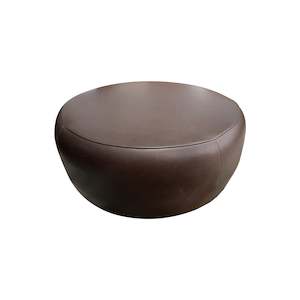 Stocktake Sale: Loft Medium Round Ottoman 82cm - Urban Sofa Cat 20 B802 Gold Choc Brown Leather - dia. 82cm H.39cm