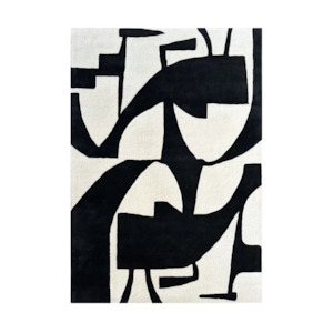 Rug - Kalu - Black/White - 100% NZ Wool - 160x230cm