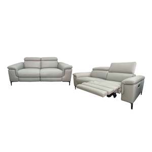 Lounge Sale: Marley 3+2 Power Lounge Suite with Adjustable Headrests - Urban Sofa - Atollo Grey Leather