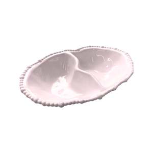 Melamine Pearl Double Serving Bowl - French Pink