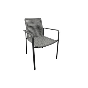 Sicily Outdoor Dining Chair With Sling Rope - Charcoal