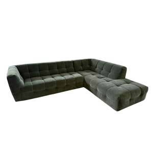 Cruz Sofa Chaise - 3 Seater LHF + Corner Extension Chaise - Ansell Forest Green Fabric