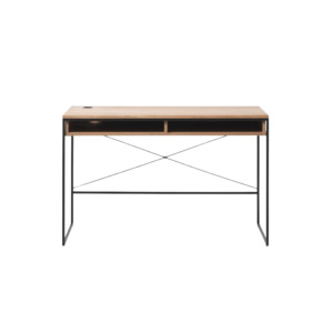Living Dining Sale: Rivoli Desk - 60x120cm - Natural Oak / Oak Veneer - Black Metal Frame