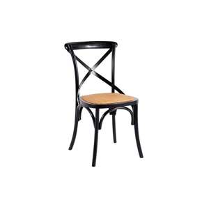 Hampton Dining Chair Black Oak with Black Metal Cross Back - Black Stained Oak