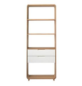 New Amalfi Bookcase w. 2 Drawers - Oak/Oak Veneer w. White