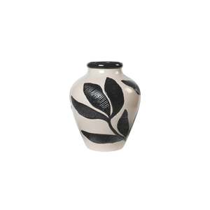 Broste Floral Vase - Black/Taupe - Medium