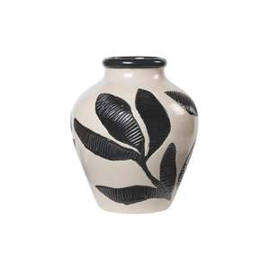 Broste Floral Vase - Black/Taupe - Large