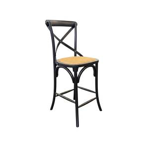 Hampton Cross Back Counter Stool - Black with Black Metal Back