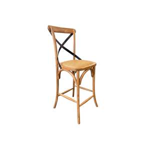 Hampton Cross Back Counter Stool - Natural with Black Metal Back
