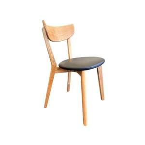 Pisa Dining Chair - Solid Oak Timber - Matt Lacquer Finish - Black PU Seat Pad