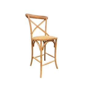 Hampton Cross Back Counter Stool - Natural with Wooden Back