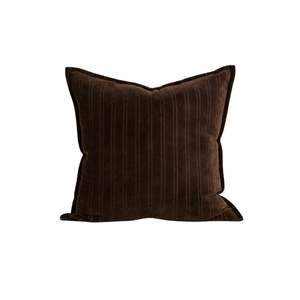 Cushion - Stria Cotton Velvet With Feather Inner - Chocolate