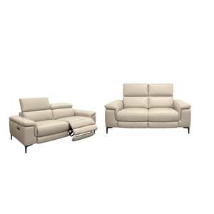 All Lounge Furniture: Marley 3+2 Suite Power Lounge Suite with Adjustable Headrests - Urban Sofa - Westeros Dove Grey Leather
