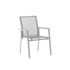 Outdoor Sale: Como Outdoor Dining Chair - White Tiger PC Alu - Light Grey Quick Dry Single Layer Sling - Assembled