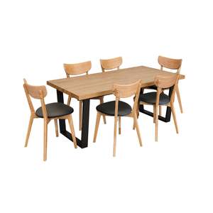 Calia/Pisa 7pce Dining Set - Calia 1800 Table + 6x Pisa Black Chairs