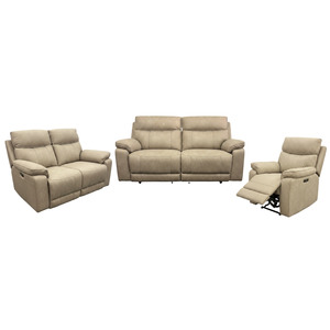 Barrett Power Recliner Suite - 3ReRe+2ReRe+1Re - Urban Sofa - Steam Mushroom Fabric