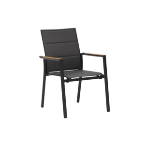 Como Outdoor Padded Dining Chair Aluminium with Teak Insert - Charcoal